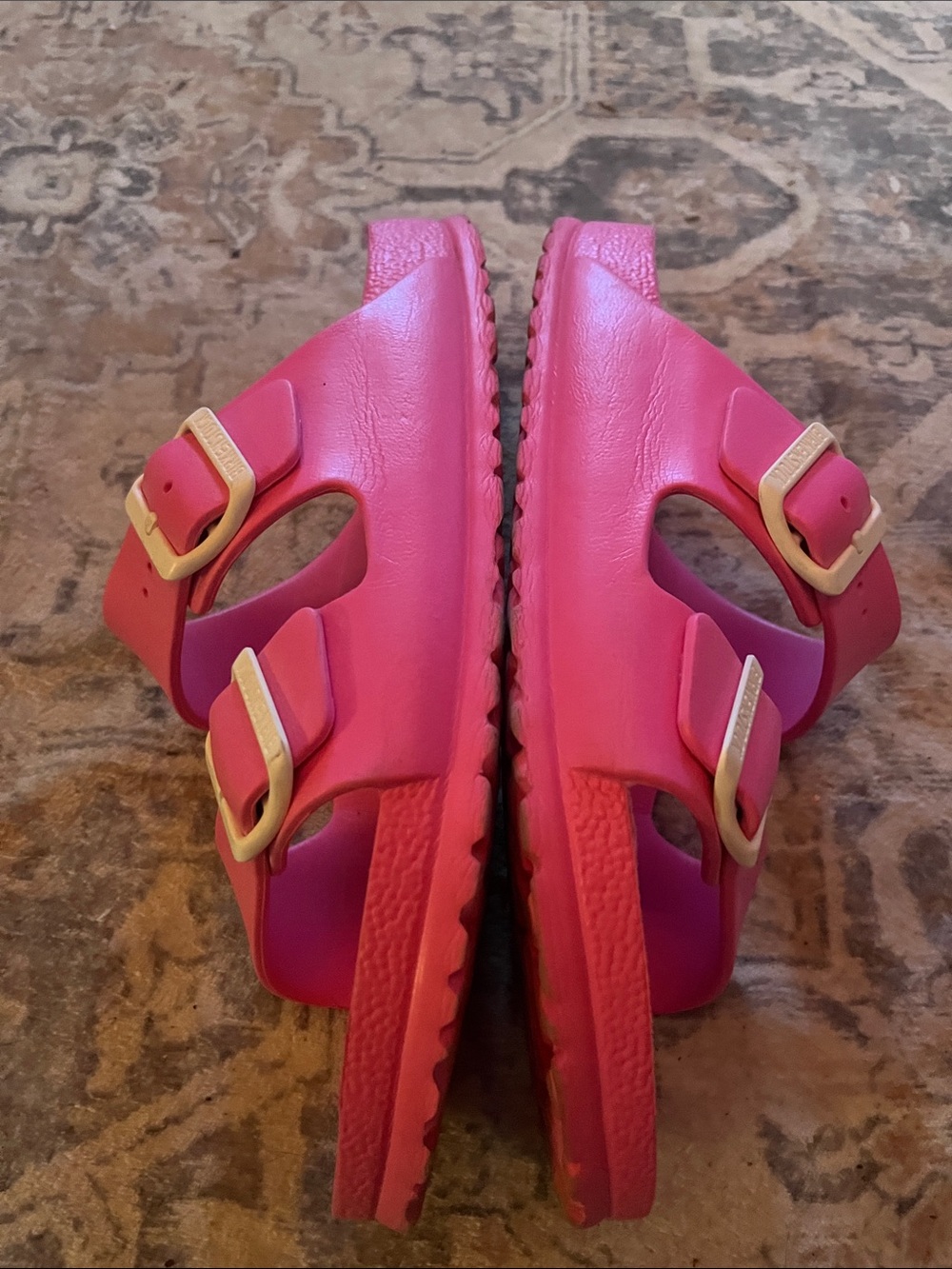 Birkenstock Hot Pink Double-Buckle Slide Sandals - Picture 3 of 4